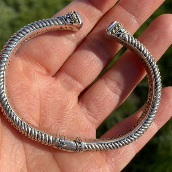 Samuel Benham Sterling Silver & 18K Gold with Amethyst Hinged Cuff Bracelet - Picture 8 of 16